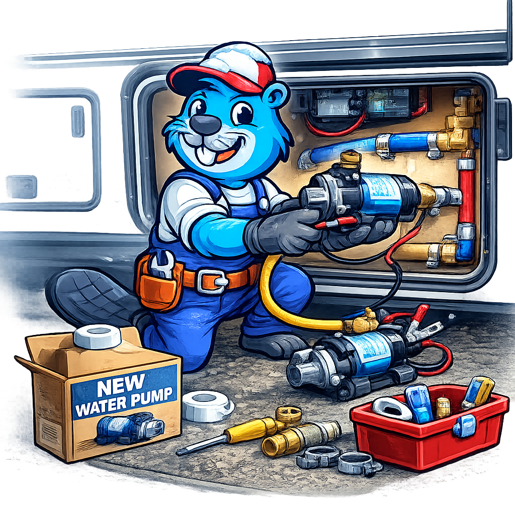 BlueBeaver mascot illustrating Water pump replacement